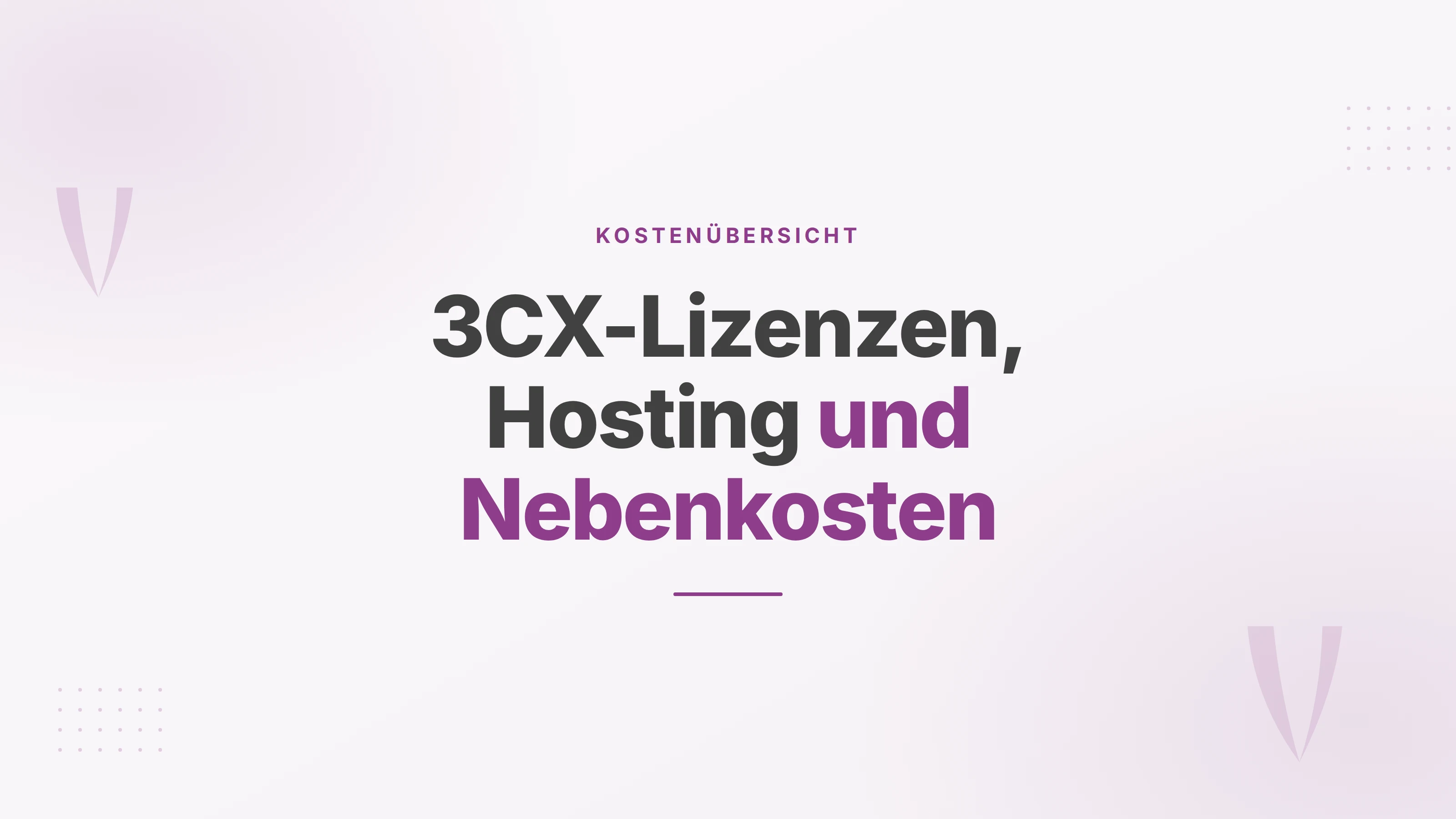 Titelbild zu den Jahreskosten von 3CX-Lizenzen, Hosting durch 3CX und weiteren Posten im Angebot