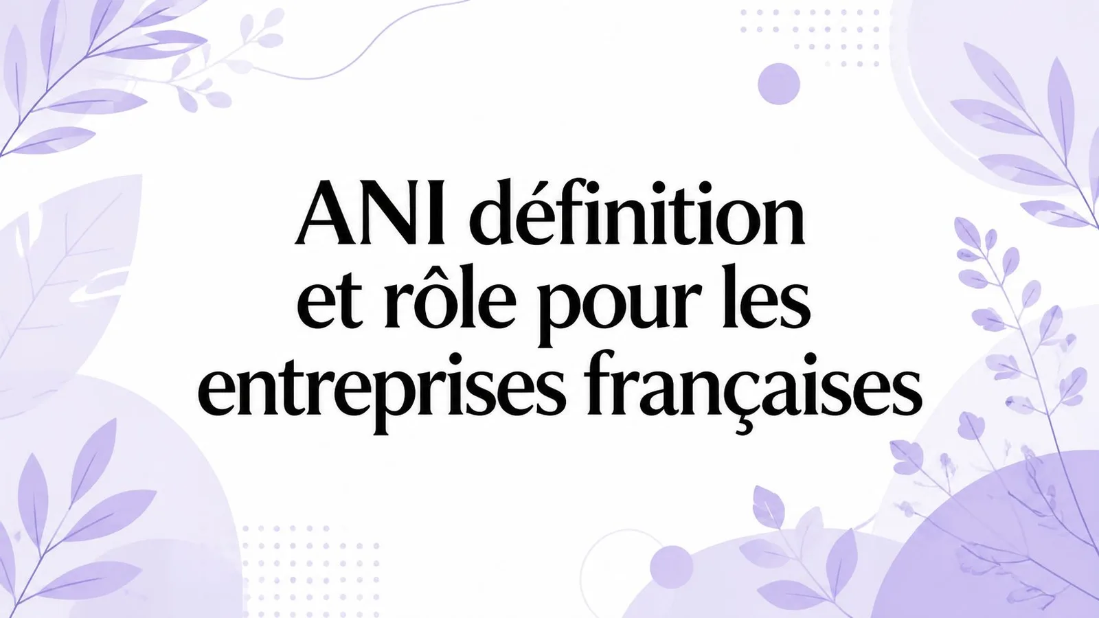 ANI définition et rôle pour les entreprises françaises