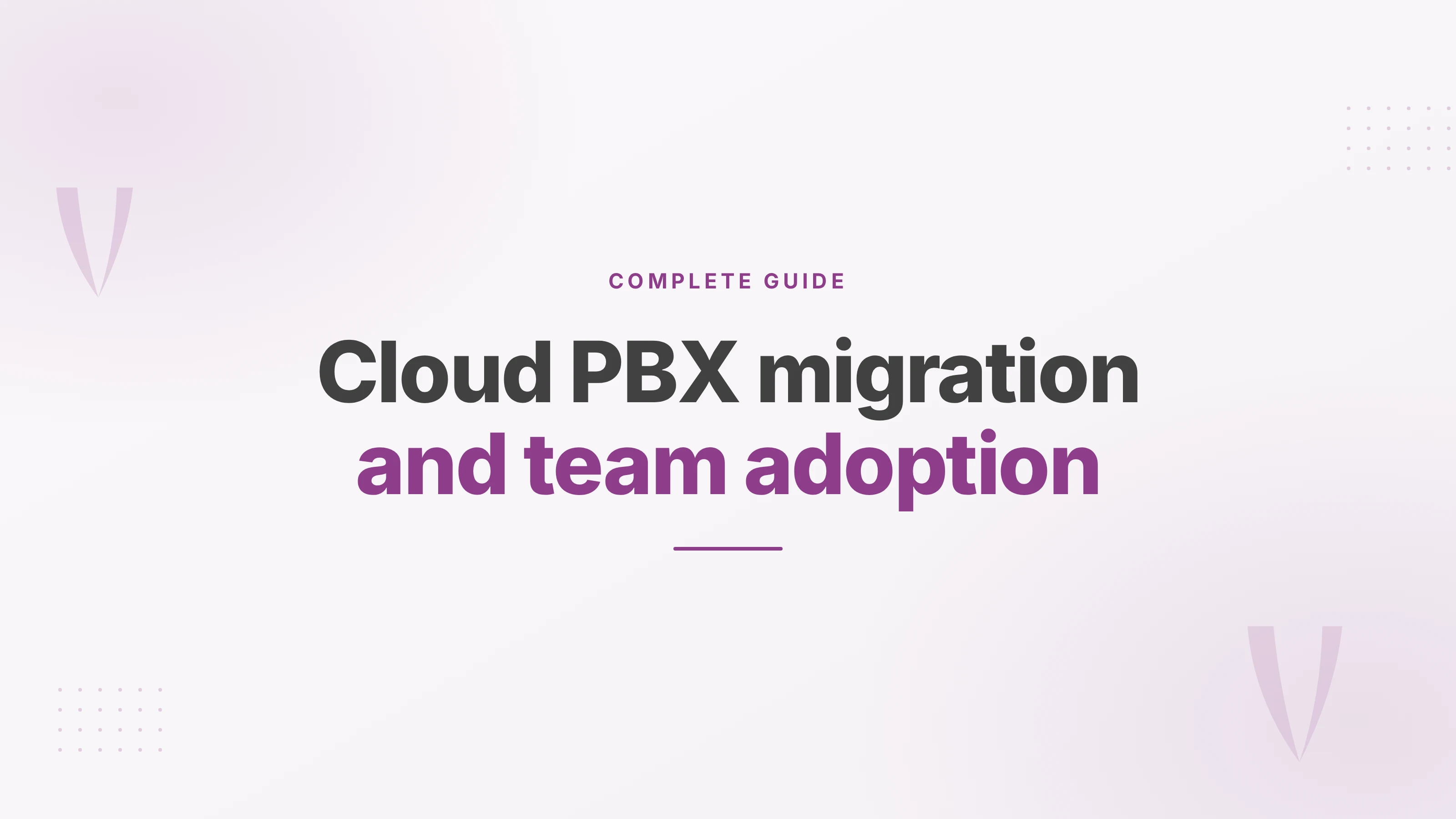 Illustration for a cloud PBX migration guide: a hosted platform and the teams that move to it.