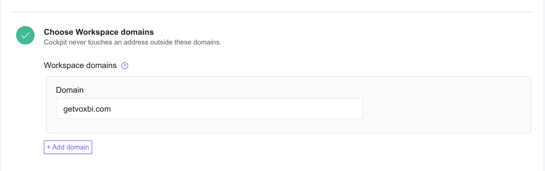 Das Anlageformular: eine Zeile pro Workspace-Domain und ein Testnutzer.