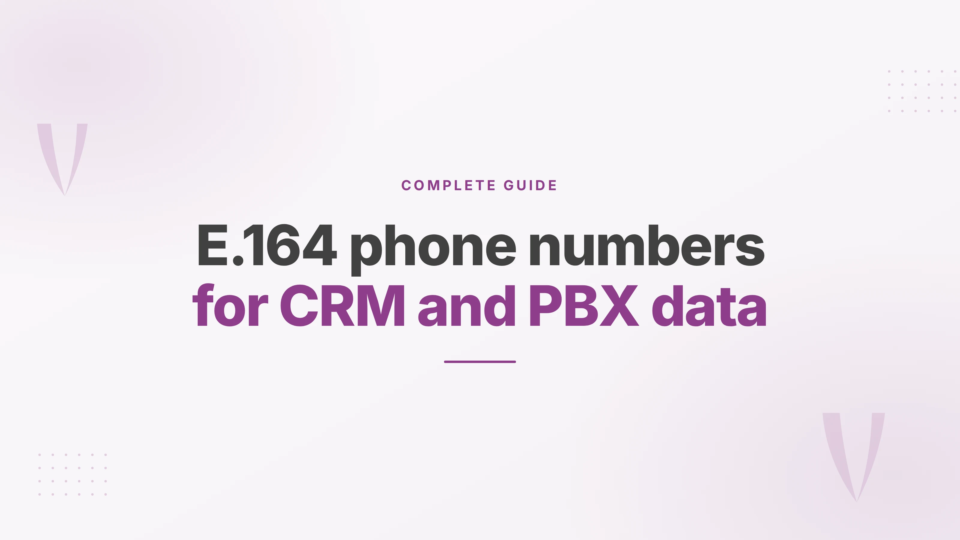 Cover reading E.164 phone numbers for CRM and PBX data, on the international phone number format