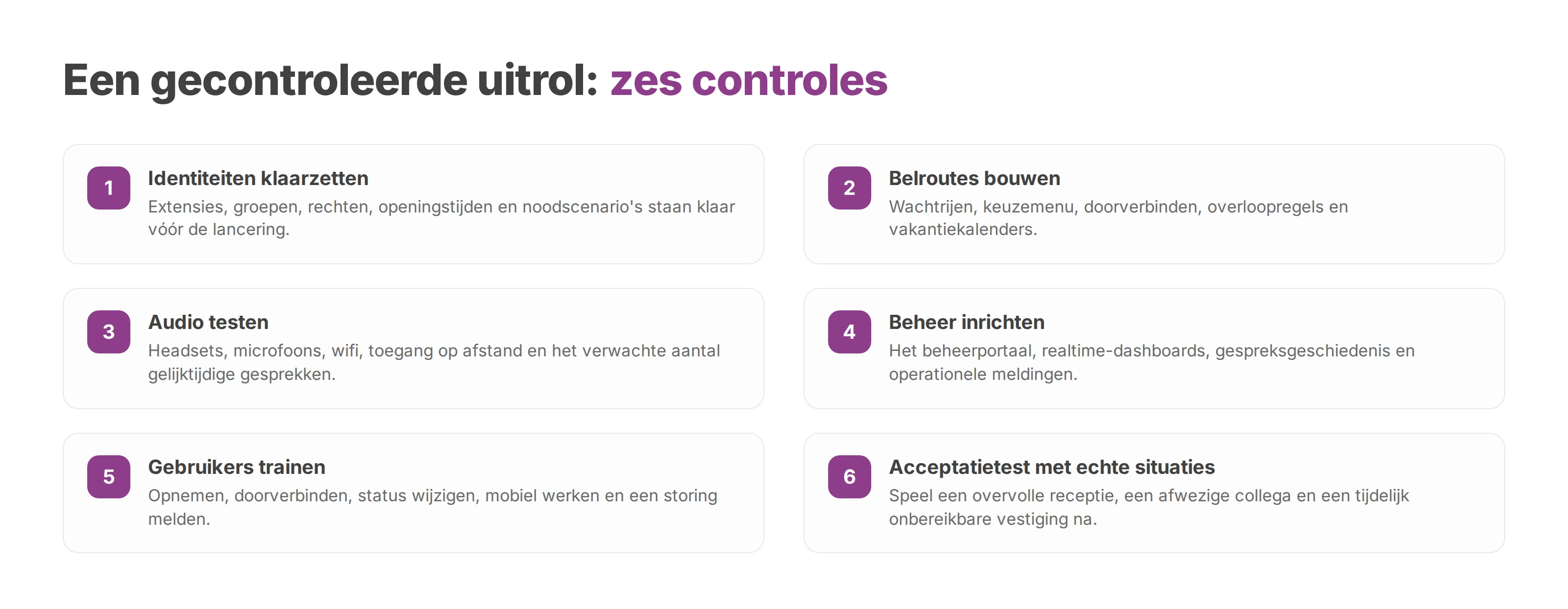 Zes controles voor een gecontroleerde uitrol van een softphone door een integrator