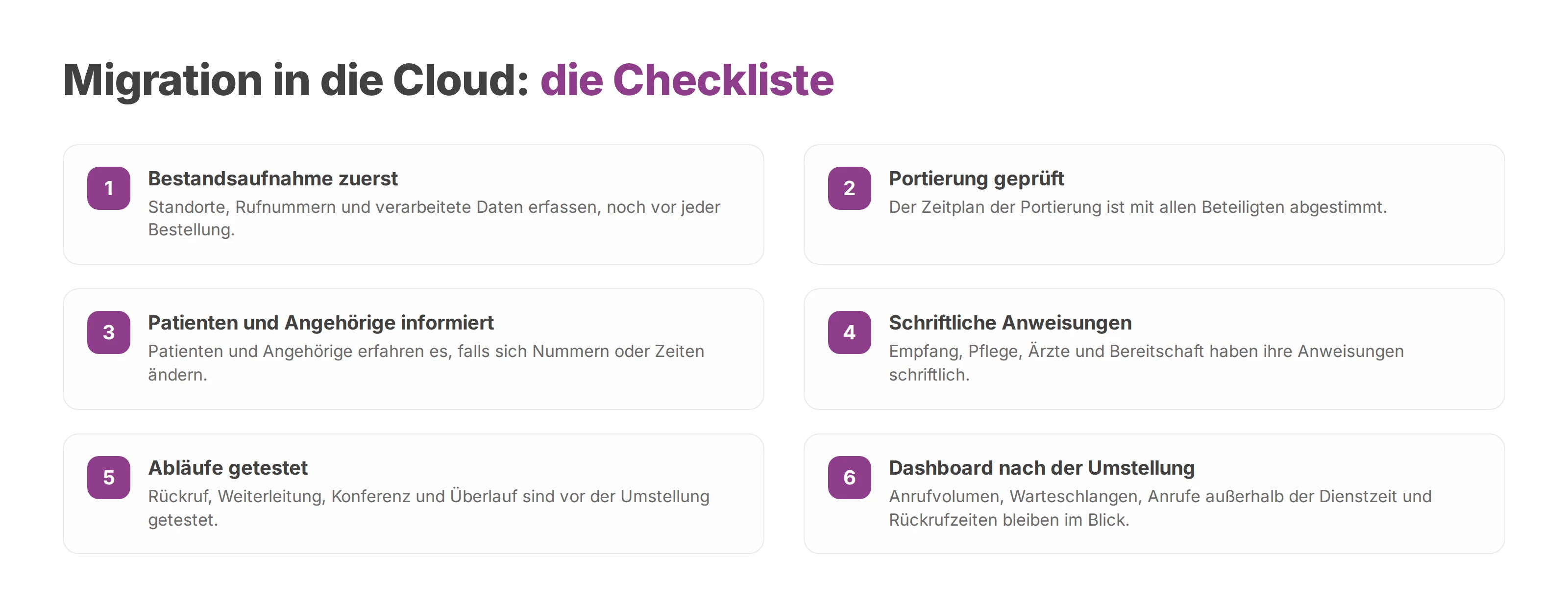 Checkliste in sechs Schritten für die Migration der Krankenhaus-Telefonanlage in die Cloud