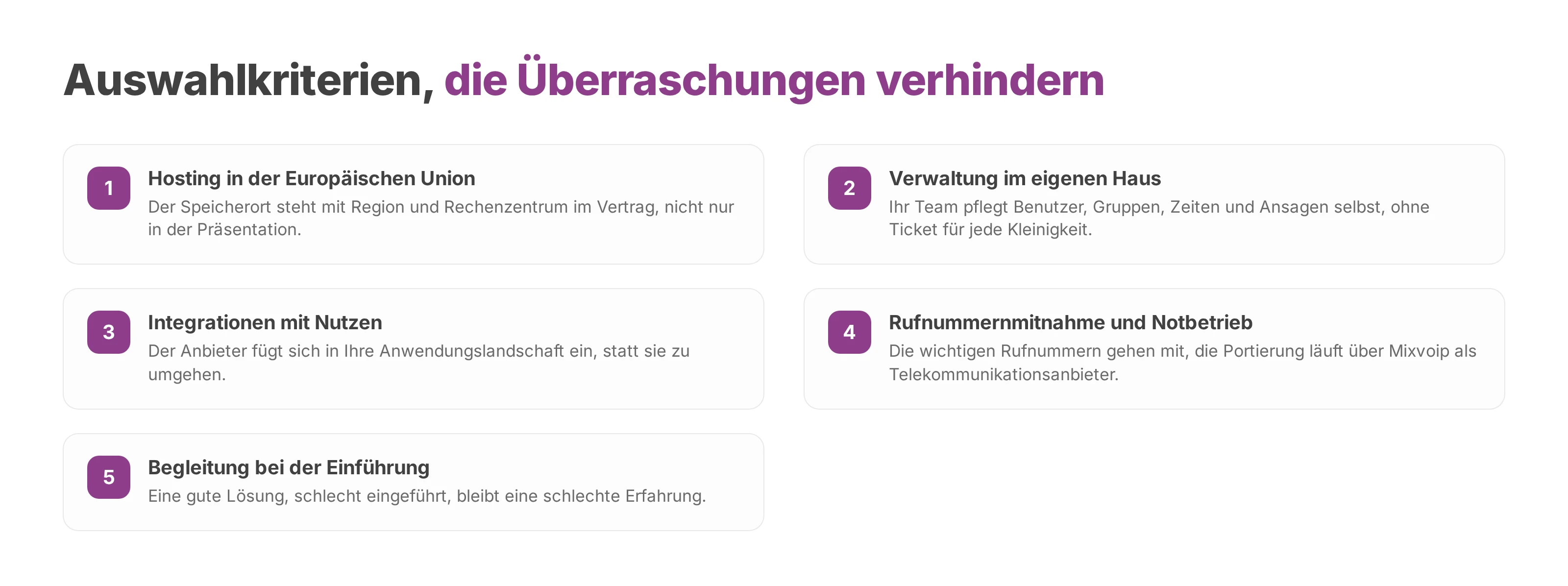Checkliste mit fünf Auswahlkriterien für eine virtuelle Telefonanlage