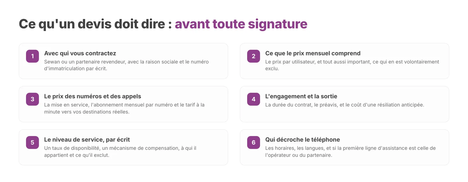 Ce qu'un devis doit vous dire avant signature, quel que soit le fournisseur.